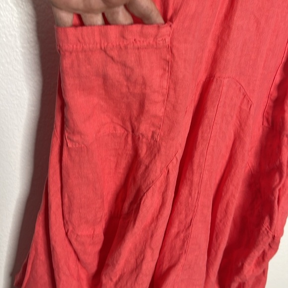 Gigi Moda Linen Rosalia Lagenlook Orange Midi Dress Pockets Sleeveless XS / S - Picture 4 of 6